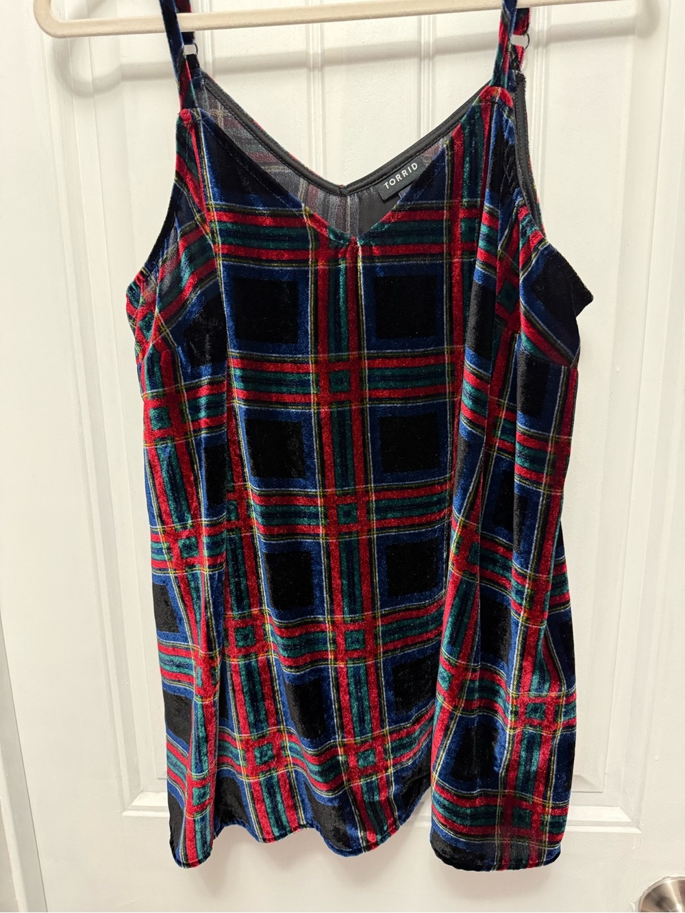Torrid Womens Sophie Multi Plaid Velvet Swing Cami Tank Top Size 1X (32-9)